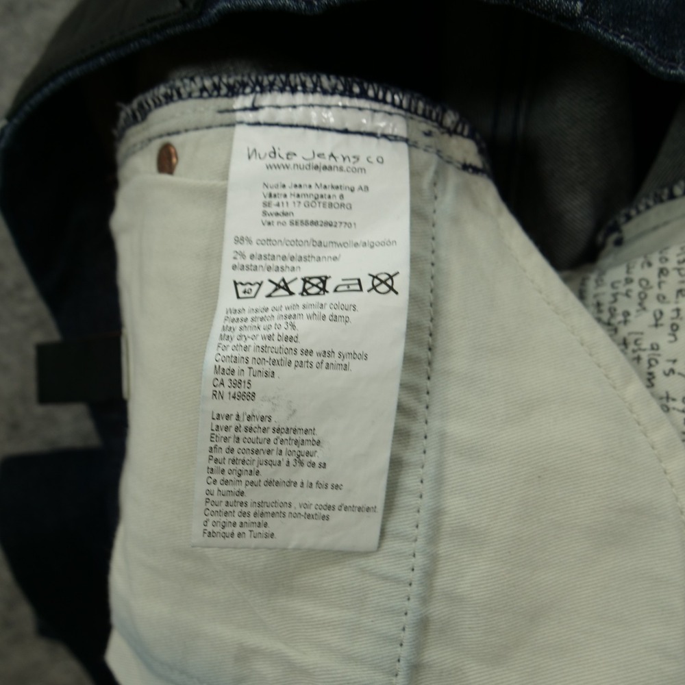 Nudie Jeans Mens 28 Blue Lean Dean Slim Straight Leg Mid Rise Organic - Picture 7 of 12